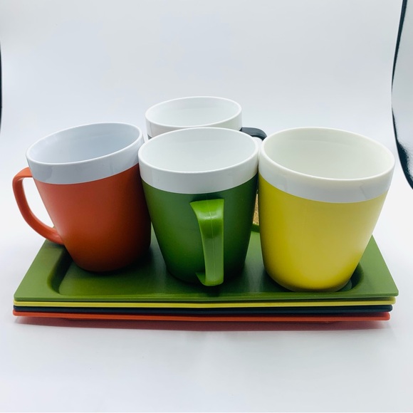 MCM Set of 4 Serving Snack Trays & Mugs ACCA Ware by David Douglas Vinta… - Picture 16 of 16